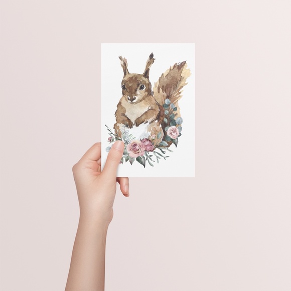 Squirrel Wall Art Watercolor Illustration Print Poster Unframed - Picture 8 of 10